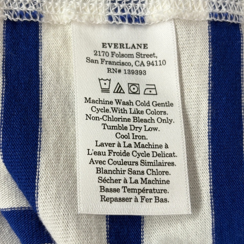 Everlane Women Long Sleeve Shirt sz M Blue White Striped Organic Cotton Boatneck - Picture 5 of 11